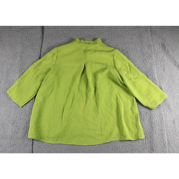 Habitat Jacket Women Small Green Swing Button Down Boho 3/4 Sleeve - Picture 7 of 7